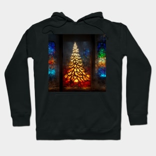 Stained Glass Glowing Christmas Tree Hoodie